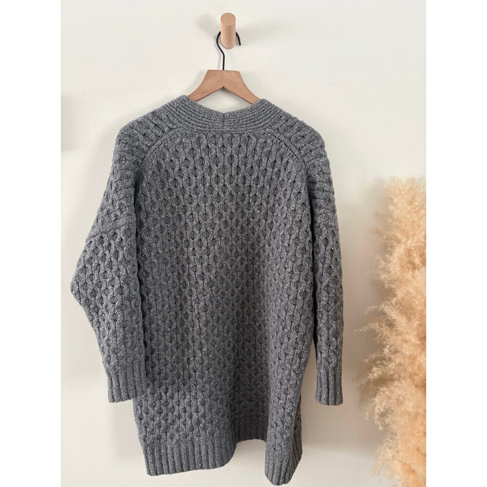 Banana Republic Bariloche Honeycomb Cardigan Medium Gray Textured Open Front - Picture 4 of 6